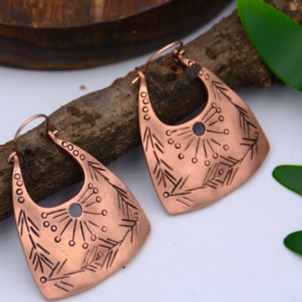 Boho Copper Dangle Earrings